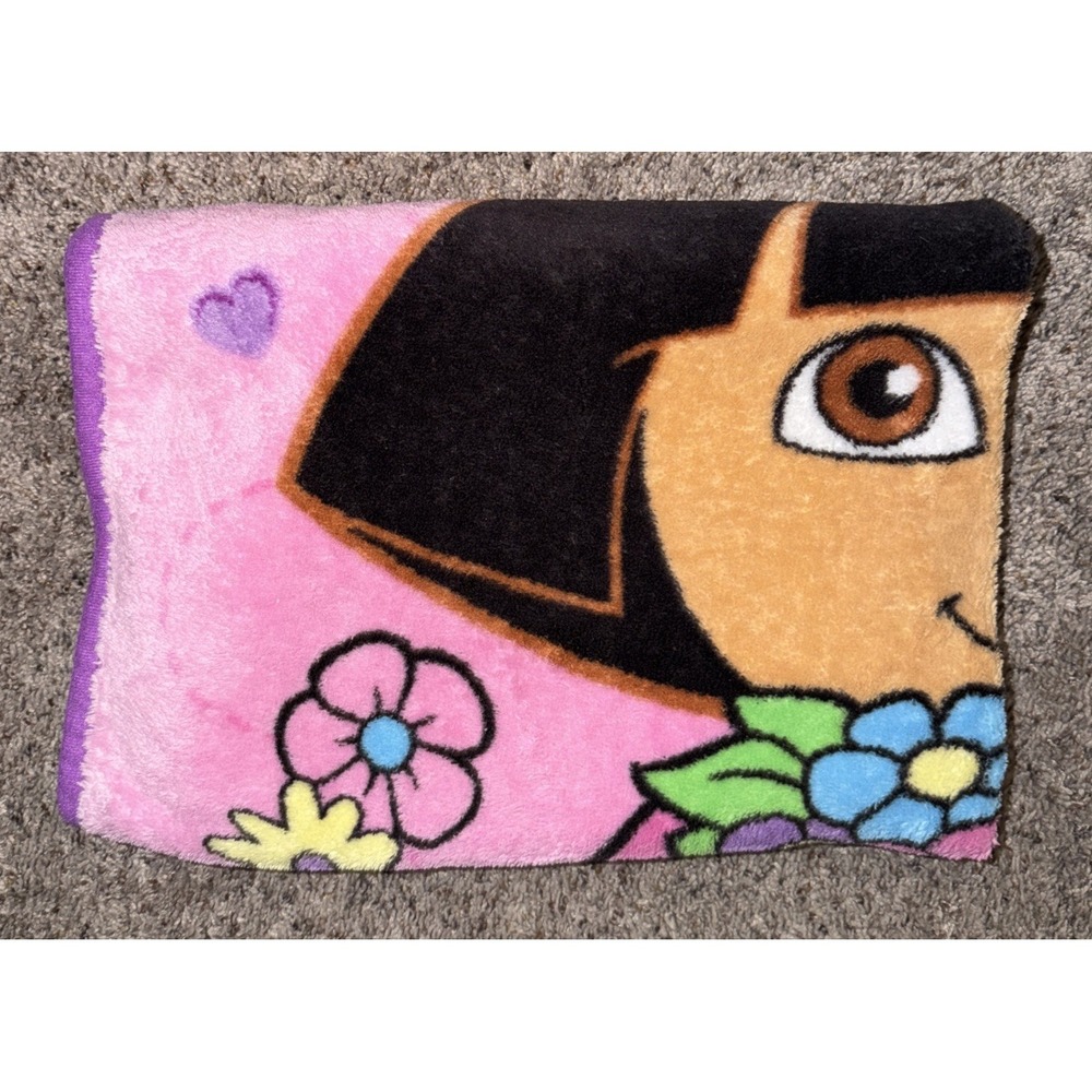 Dora The explorere Fleece Blanket Adorable Pink Flowers‎ Nick Jr Toddler 42x29